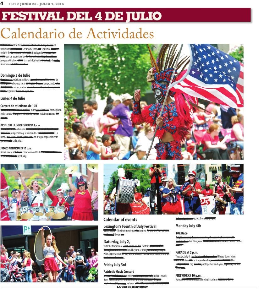 Image of newspaper calendar of events